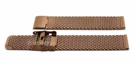 Watch strap -Evanston- 20mm bronze stainless steel mesh medium structure with slide clasp by MEYHOFER - Bild vergrern 