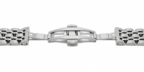 Watch strap -Shanghai- 22mm stainless steel solid polished butterfly clasp by MEYHOFER - Bild vergr��ern 