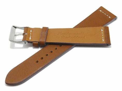 Watch strap -Falkenstein- 19mm light brown leather MADE IN GERMANY by Meyhofer optional with Easy-Click (buckle 16 mm) - Bild vergrern 