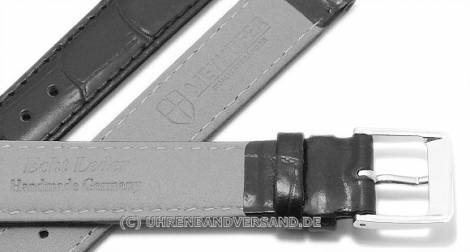 Watch strap -Wellington- 15mm black leather alligator grain stitched by MEYHOFER (width of buckle 14 mm) - Bild vergr��ern 