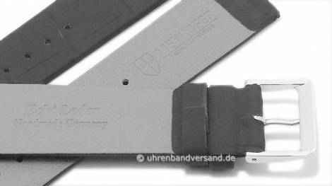 Watch strap -Hildesheim- 20mm black leather/caoutchouc alligator grain by MEYHOFER (width of buckle 18 mm) - Bild vergr��ern 