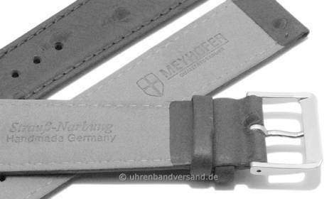Watch strap -Hanau- 16mm light brown leather ostrich grain stitched by MEYHOFER (width of buckle 16 mm) - Bild vergr��ern 