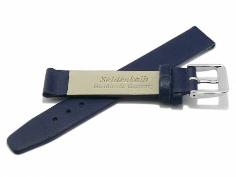 Watch strap XL -Regensburg- 14mm dark blue leather HANDMADE IN GERMANY by MEYHOFER (width of buckle 14 mm) - Bild vergrern 