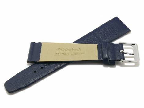 Watch strap XS -Solingen- 18mm dark blue leather finely grained HANDMADE IN GERMANY by MEYHOFER (width of buckle 16 mm) - Bild vergrern 