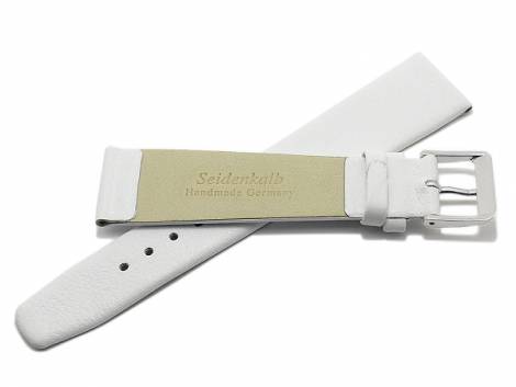 Watch strap XS -Solingen- 18mm white leather finely grained HANDMADE IN GERMANY by MEYHOFER (width of buckle 16 mm) - Bild vergrern 