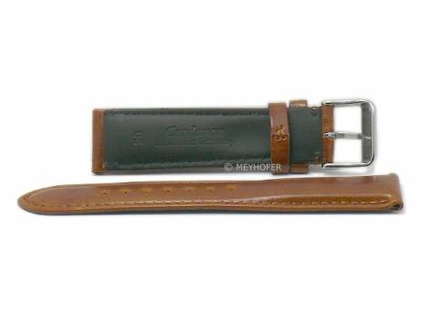 Watch strap -Trakehnen- 20mm brown CORDOVAN leather smooth stitched by MEYHOFER (width of buckle 18 mm) - Bild vergrern 
