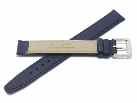 Watch strap XL -Passau- 11mm dark blue leather slightly grained MADE IN GERMANY by Meyhofer (buckle 10 mm) - Bild vergrern 
