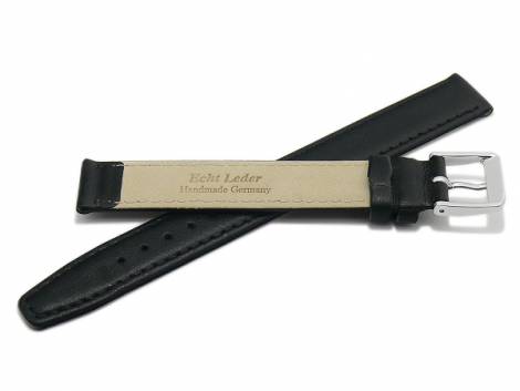 Watch strap XL -Passau- 11mm black leather slightly grained MADE IN GERMANY by Meyhofer (buckle 10 mm) - Bild vergr��ern 