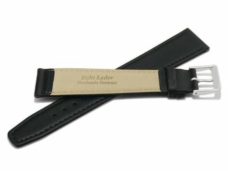 Watch strap XL -Passau- 20mm black leather MADE IN GERMANY by Meyhofer optional with Easy-Click (buckle 16 mm) - Bild vergrern 