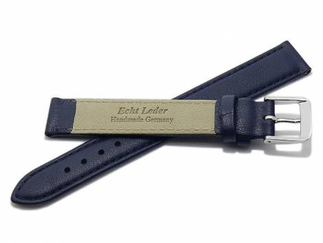 Watch strap -Willingen- 15mm dark blue leather MADE IN GERMANY by Meyhofer optional with Easy-Click (buckle 14 mm) - Bild vergrern 