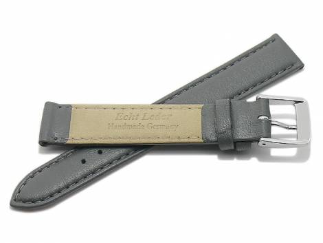 Watch strap -Willingen- 15mm grey leather MADE IN GERMANY by Meyhofer optional with Easy-Click (buckle 14 mm) - Bild vergr��ern 
