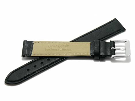 Watch strap -Willingen- 15mm black leather MADE IN GERMANY by Meyhofer optional with Easy-Click (buckle 14 mm) - Bild vergrern 