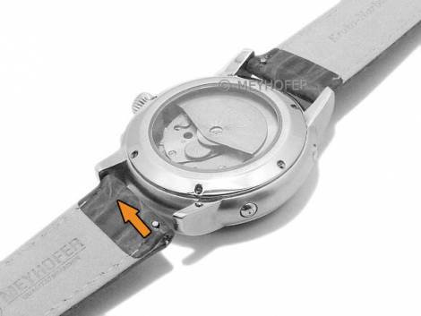 Meyhofer EASY-CLICK watch strap -Werra- 14mm light brown leather croco grain stitched (width of buckle 12 mm) - Bild vergr��ern 