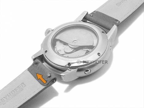 Meyhofer EASY-CLICK watch strap -Iller- 22mm light brown leather ostrich grain stitched (width of buckle 18 mm) - Bild vergrern 