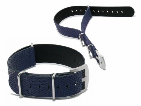 Watch strap -Ciano- 24mm dark blue synthetic textile look NATO one piece strap by MEYHOFER - Bild vergr��ern 