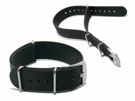 Watch strap -Ciano- 20mm black synthetic textile look NATO one piece strap by MEYHOFER - Bild vergr��ern 