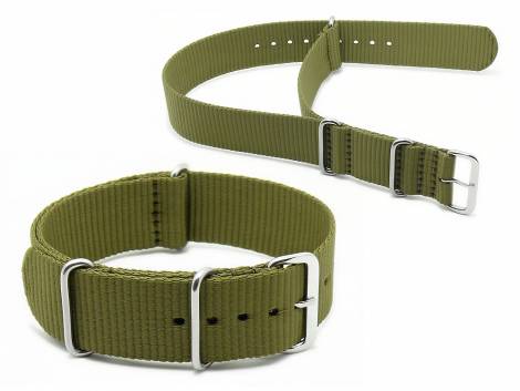 Watch strap -Garland- 24mm olive green textile one piece strap in NATO style by MEYHOFER - Bild vergr��ern 