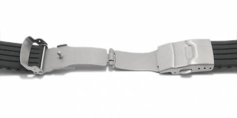 Watch strap -Barnwell- 22mm black silicone stripe pattern with titanium clasp by MEYHOFER - Bild vergrern 