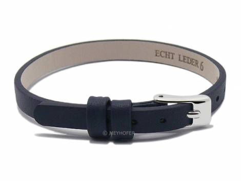 Watch strap -Kufstein- 06mm dark blue leather smooth by MEYHOFER - Bild vergr��ern 