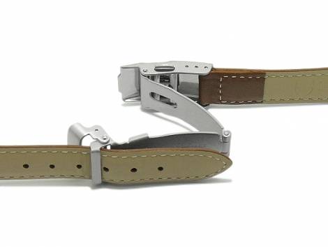 Security clasp -Steglitz- 14mm stainless steel brushed with push-button release - Bild vergrern 