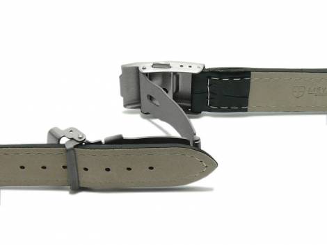 Security clasp -Pankow- 18mm titanium brushed with push-button release - Bild vergr��ern 