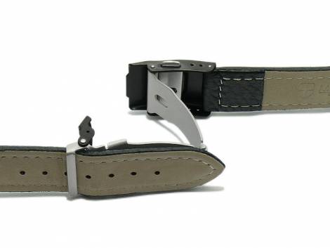 Security clasp -Spandau- 22mm black stainless steel brushed with push-button release - Bild vergr��ern 