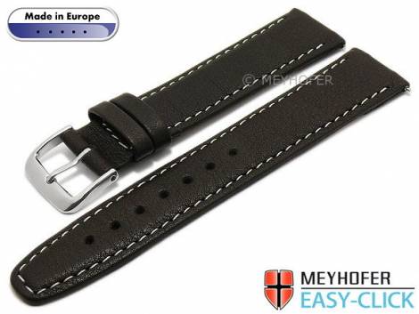 Meyhofer EASY-CLICK watch strap -Tabor- 24mm red leather grained light stitching (width of buckle 20 mm) - Bild vergrern 