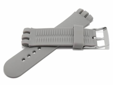 Watch strap -Marshfield- 21mm grey synthetics smooth suitable for SWATCH by MEYHOFER (width of buckle 22 mm) - Bild vergr��ern 