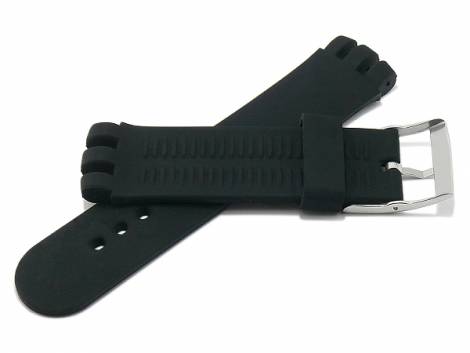 Watch strap -Marshfield- 21mm black synthetics smooth suitable for SWATCH by MEYHOFER (width of buckle 22 mm) - Bild vergr��ern 