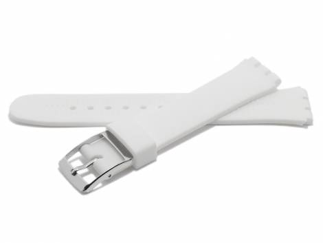 Watch strap -Maywood- 17mm white synthetics smooth suitable for SWATCH by MEYHOFER (width of buckle 16 mm) - Bild vergrern 