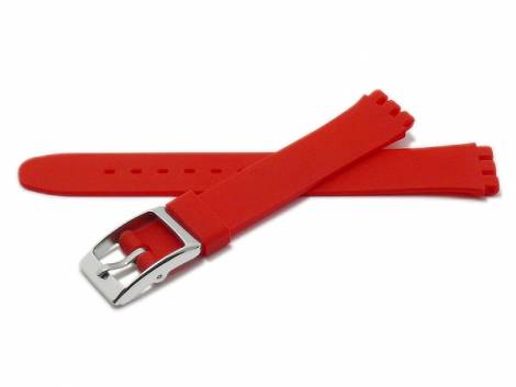 Watch strap -Huntley- 12mm red synthetics smooth suitable for SWATCH by MEYHOFER (width of buckle 12 mm) - Bild vergr��ern 