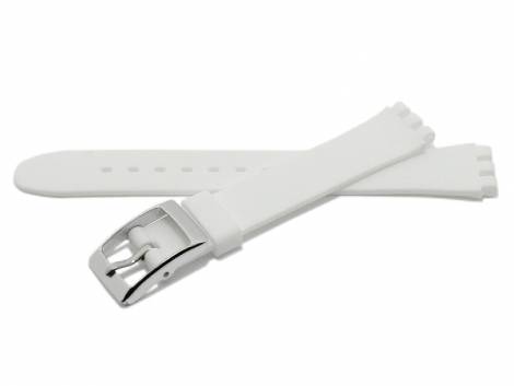 Watch strap -Huntley- 12mm white synthetics smooth suitable for SWATCH by MEYHOFER (width of buckle 12 mm) - Bild vergrern 