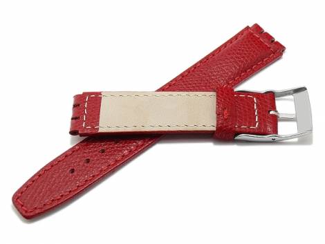 Watch strap -Hanford- 17mm red leather grained suitable for SWATCH by MEYHOFER (width of buckle 18 mm) - Bild vergr��ern 