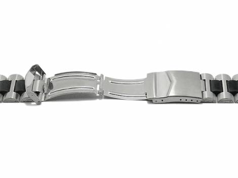 Watch strap -Lynwood- 17mm black/silver stainless steel/synthetic suitable for SWATCH by MEYHOFER - Bild vergr��ern 