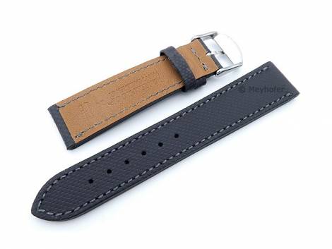 Watch strap -Westerland- 22mm dark grey leather with structure stiched by MEYHOFER (width of buckle 20 mm) - Bild vergr��ern 