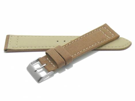 Watch strap -Tijuana- 18mm light brown Cordura (textile) stitched underside Lorica (width of buckle 16 mm) - Bild vergr��ern 