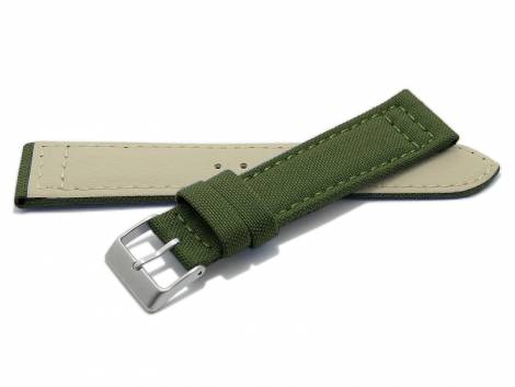 Watch strap -Tijuana- 18mm oliv green Cordura (textile) stitched underside Lorica (width of buckle 16 mm) - Bild vergr��ern 