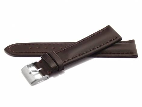 Watch strap -Mantua- 22mm dark brown leather smooth stitched (width of buckle 20 mm) - Bild vergr��ern 