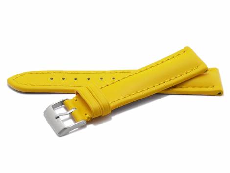 Watch strap -Mantua- 18mm yellow leather smooth stitched (width of buckle 16 mm) - Bild vergr��ern 