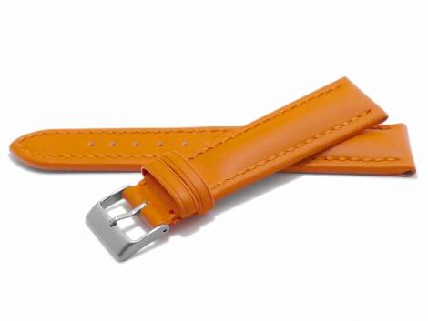 Watch strap -Mantua- 18mm orange leather smooth stitched (width of buckle 16 mm) - Bild vergr��ern 