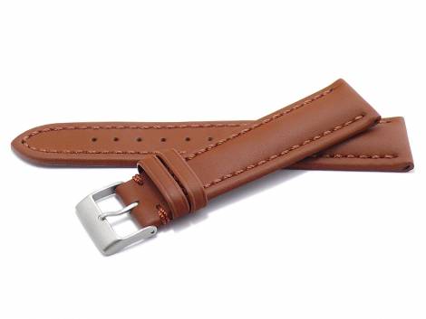 Watch strap -Mantua- 18mm red brown leather smooth stitched (width of buckle 16 mm) - Bild vergr��ern 