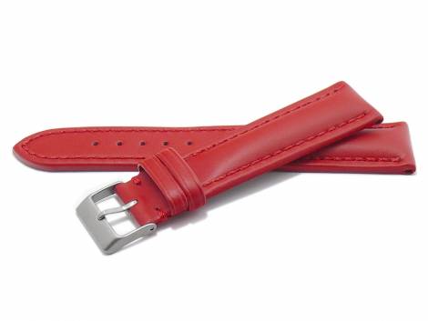 Watch strap -Mantua- 18mm red leather smooth stitched (width of buckle 16 mm) - Bild vergr��ern 