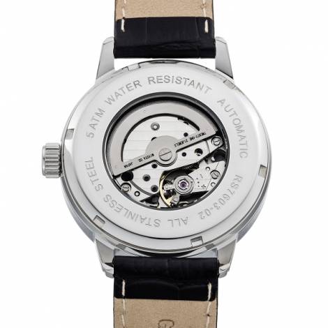 Automatic watch stainless steel silver face white leather strap from RIEDENSCHILD (*RS*HU*) - Bild vergrern 