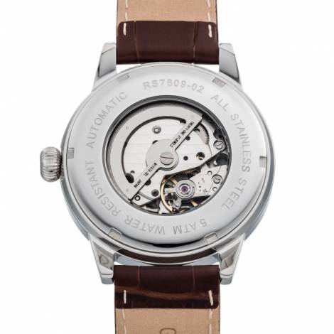 Automatic watch stainless steel silver face white leather strap from RIEDENSCHILD (*RS*HU*) - Bild vergrern 