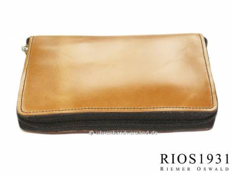 Travel watch case -Carlo- light brown genuine leather vintage look for 2 watches by RIOS - Bild vergr��ern 