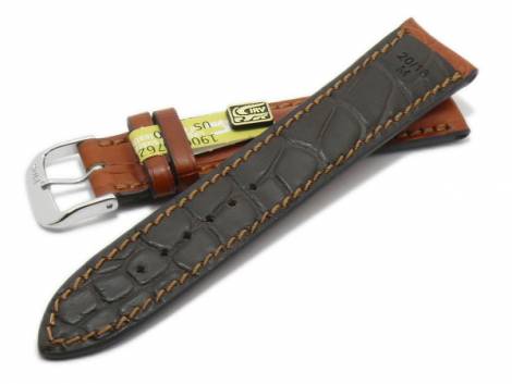 Well-crafted watch strap -Monarch- 18mm l.brown uppers & underside gen. alligator RIOS (width of buckle 16 mm) - EU ONLY - Bild vergrern 