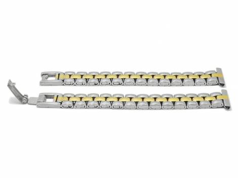 Watch strap 12mm stainless steel dual tone partly polished elegant by ROWI - Bild vergr��ern 