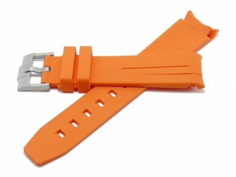 Watch strap 20mm orange rubber with curved ends suitable for MOONSWATCH, OMEGA, ROLEX a.o. (width of buckle 18 mm) - Bild vergr��ern 
