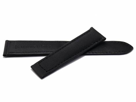 Replacement watch strap 16mm black nylon/textile stitched suitable for CARTIER Tank (Width of buckle 14 mm) - Bild vergrern 
