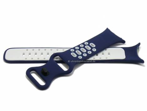 Watch strap (short) dark blue/white silicone special lug ends suitable for GOOGLE Pixel watch - Bild vergrern 